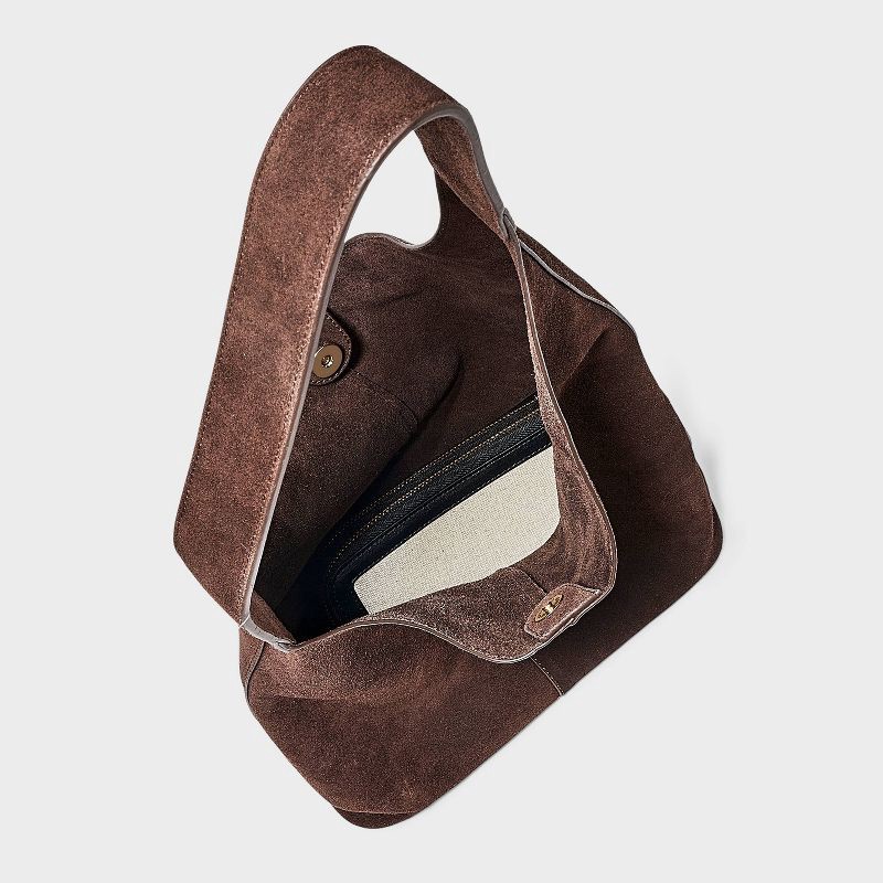 slide 5 of 5, Asymmetrical Suede Bucket Bag - A New Day™ Brown, 1 ct