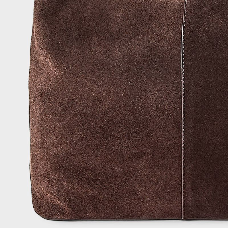 slide 3 of 5, Asymmetrical Suede Bucket Bag - A New Day™ Brown, 1 ct