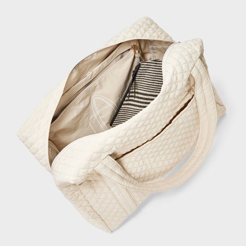 slide 4 of 7, Quilted Weekender Duffel Bag - Universal Thread™ Beige, 1 ct