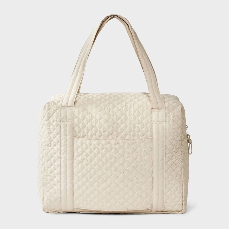 slide 6 of 7, Quilted Weekender Duffel Bag - Universal Thread™ Beige, 1 ct