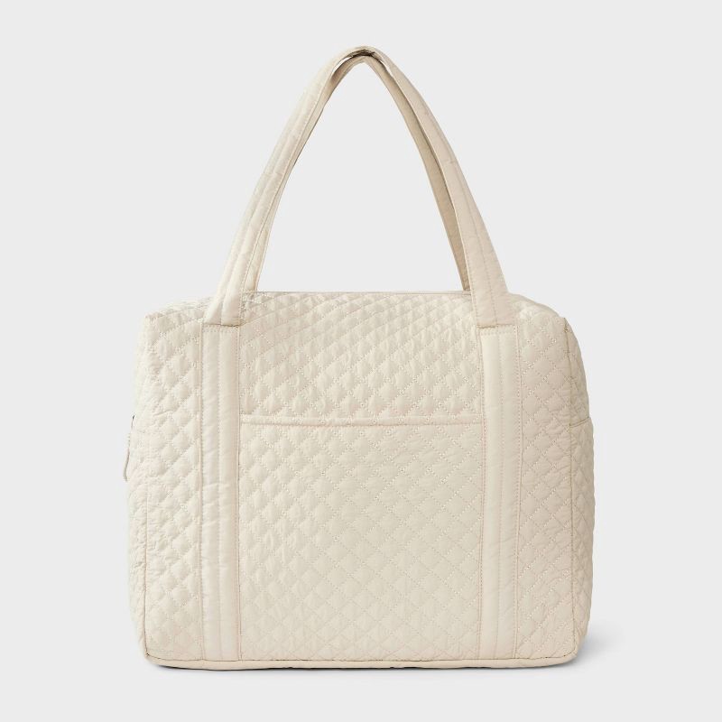 slide 1 of 7, Quilted Weekender Duffel Bag - Universal Thread™ Beige, 1 ct
