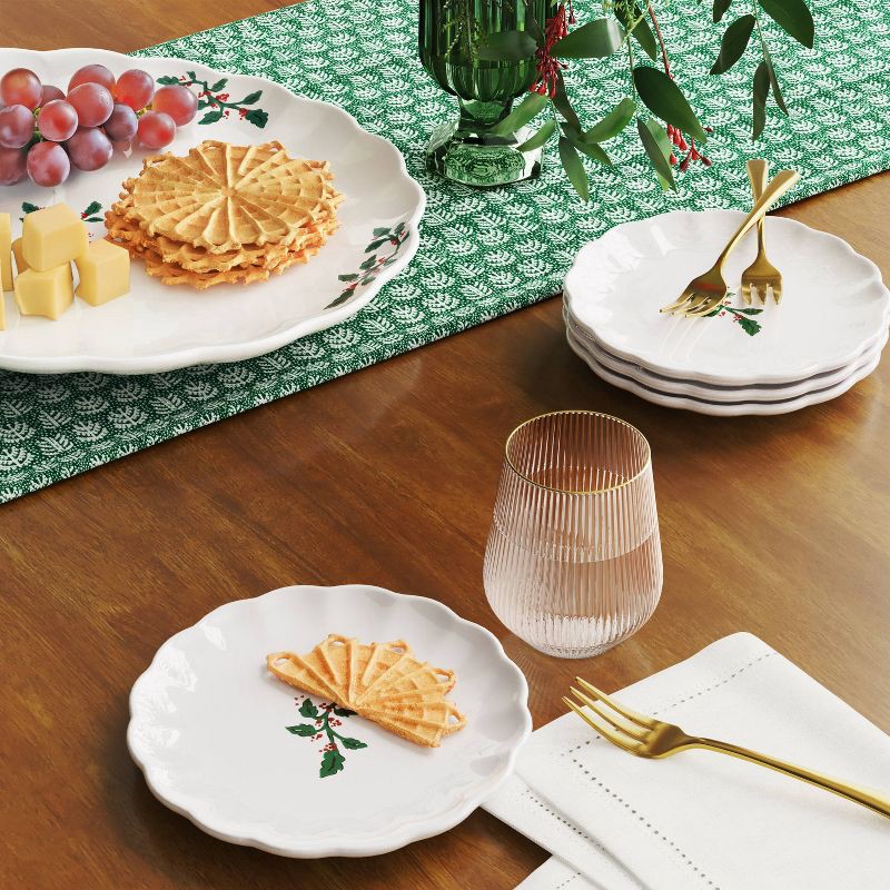 slide 2 of 3, 6.25" Stoneware Scallop Holly Berry Appetizer Plate - Threshold™, 1 ct