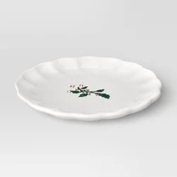6.25" Stoneware Scallop Holly Berry Appetizer Plate - Threshold™