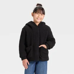 Girls' Faux Shearling Jacket - Cat & Jack™ Black XS