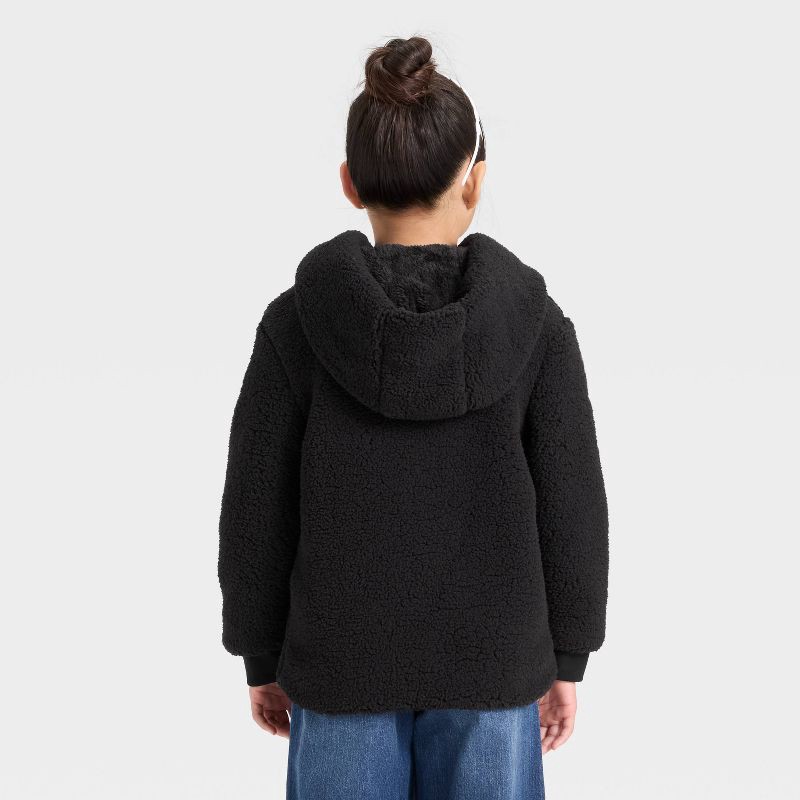 slide 2 of 3, Girls' Faux Shearling Jacket - Cat & Jack™ Black M, 1 ct
