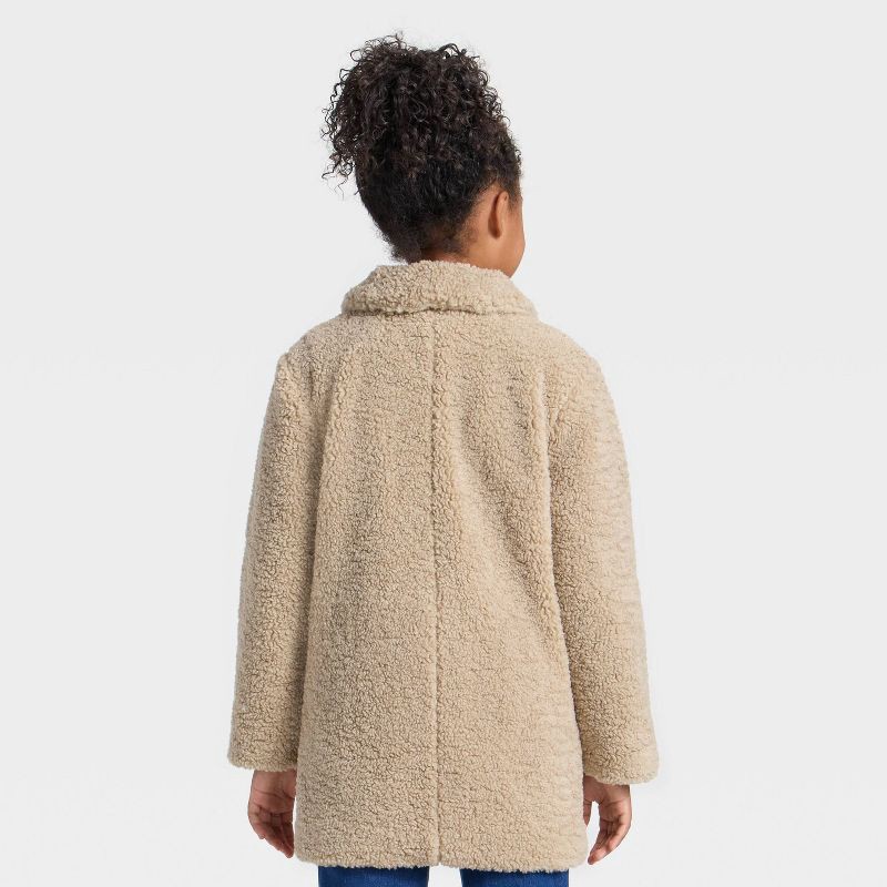 slide 2 of 3, Girls' Fleece Jacket - Cat & Jack™ Beige M, 1 ct