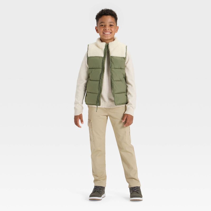 slide 3 of 3, Boys' Puffer Vests - Cat & Jack™ Olive Green XS, 1 ct