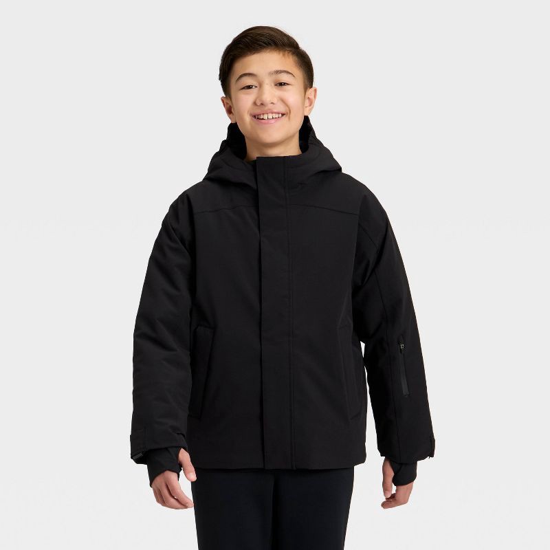 slide 1 of 3, Kids' Hooded Snowsport Jacket - All In Motion™ Black S, 1 ct