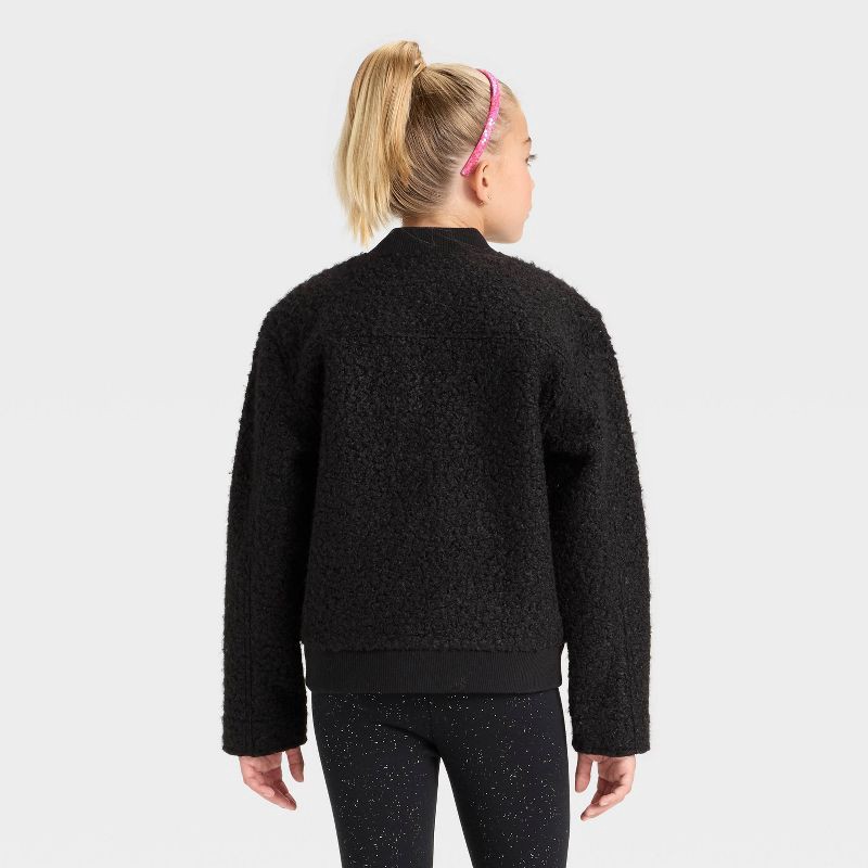 slide 3 of 3, Girls' Fleece Aviator Jacket - Cat & Jack™ Black XS, 1 ct