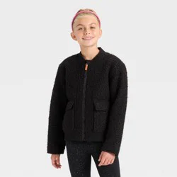 Girls' Fleece Aviator Jacket - Cat & Jack™ Black M