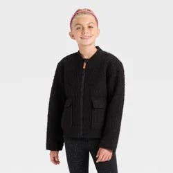 Girls' Fleece Aviator Jacket - Cat & Jack™ Black M