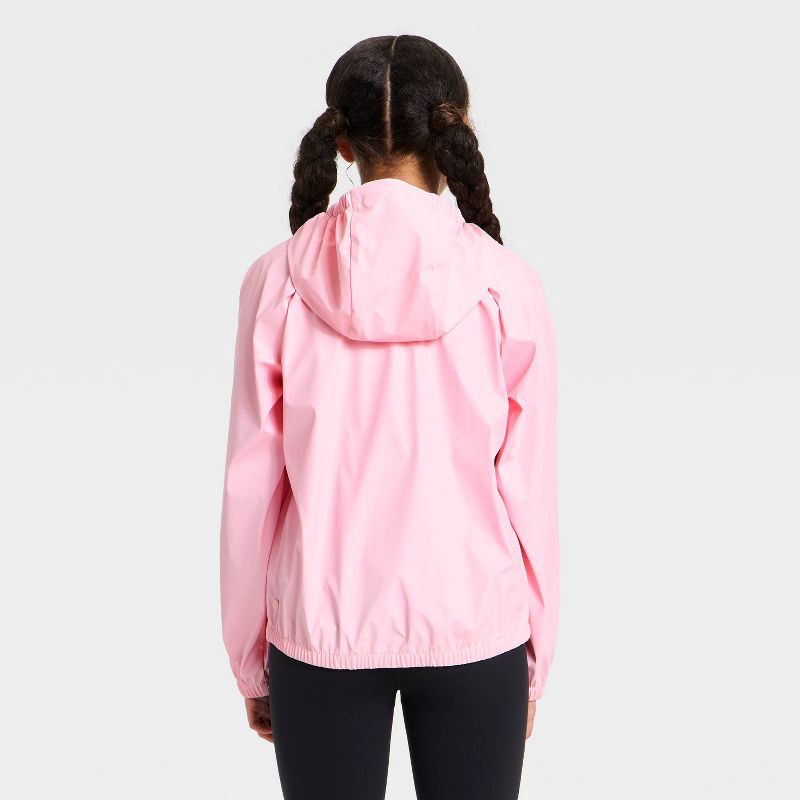 slide 2 of 3, Girls' Hooded Rain Coat - All In Motion™ Pink M, 1 ct