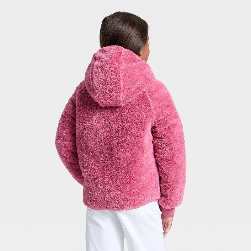 slide 3 of 4, Girls' Floral Printed Hooded Reversible Puffer - Cat & Jack™ Rose Pink XL, 1 ct