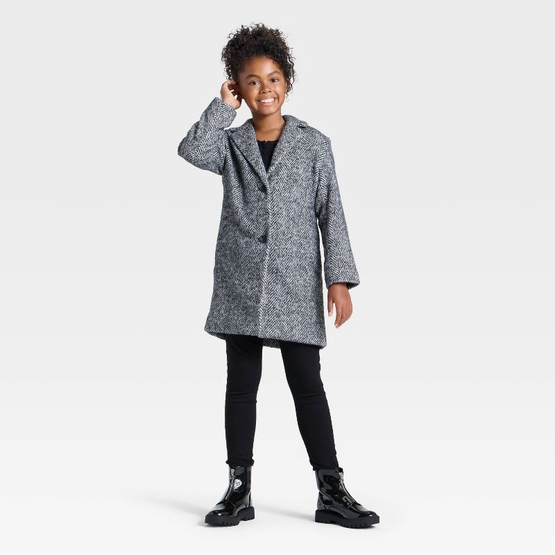slide 3 of 3, Girls' Faux Wool Jacket - Cat & Jack™ Gray S, 1 ct