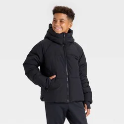 Boys' Puffer Hooded Jacket - All In Motion™ Black S