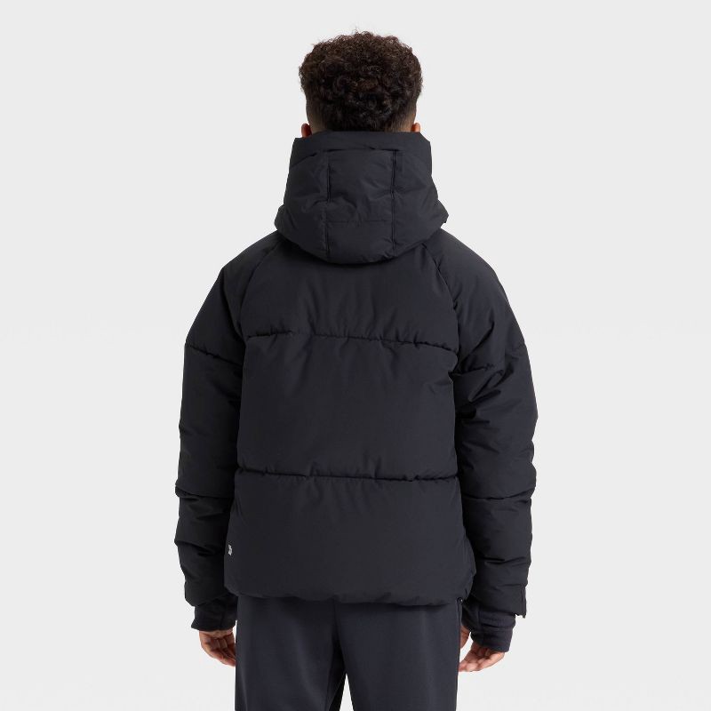 slide 2 of 3, Boys' Puffer Hooded Jacket - All In Motion™ Black M, 1 ct