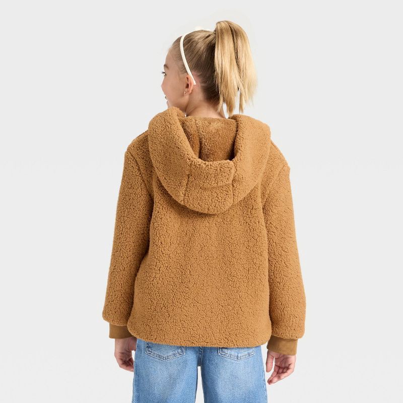 slide 2 of 3, Girls' Faux Shearling Jacket - Cat & Jack™ Light Brown S, 1 ct