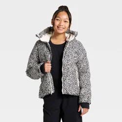 Girls' Leopard Printed Puffer Jacket - All In Motion™ Cream XL