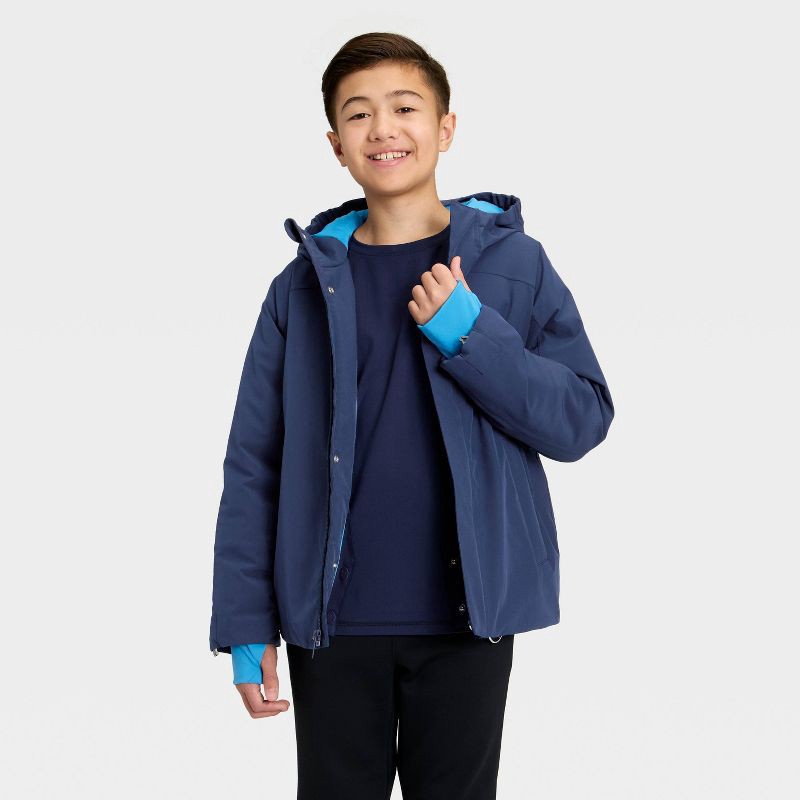 slide 3 of 3, Kids' Hooded Snowsport Jacket - All In Motion™ Navy Blue L, 1 ct