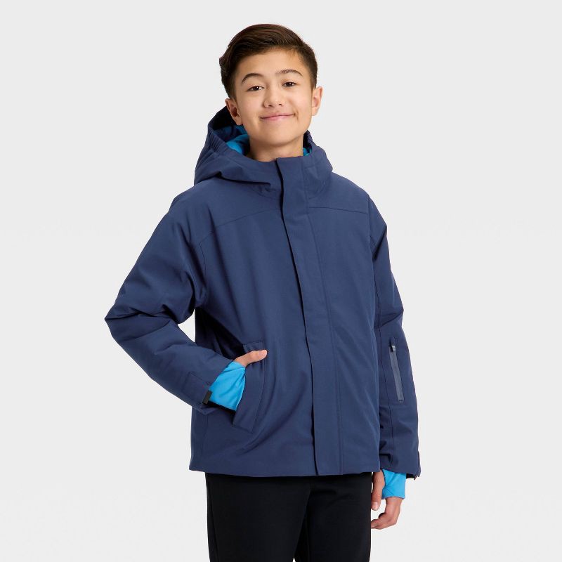 slide 1 of 3, Kids' Hooded Snowsport Jacket - All In Motion™ Navy Blue L, 1 ct