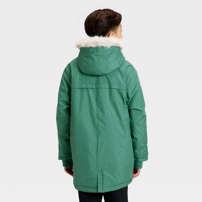 slide 2 of 3, Kids' Hooded Parka Jacket - All In Motion™ Green XL, 1 ct