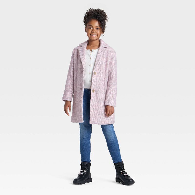 slide 3 of 3, Girls' Faux Wool Jacket - Cat & Jack™ Mauve XS, 1 ct