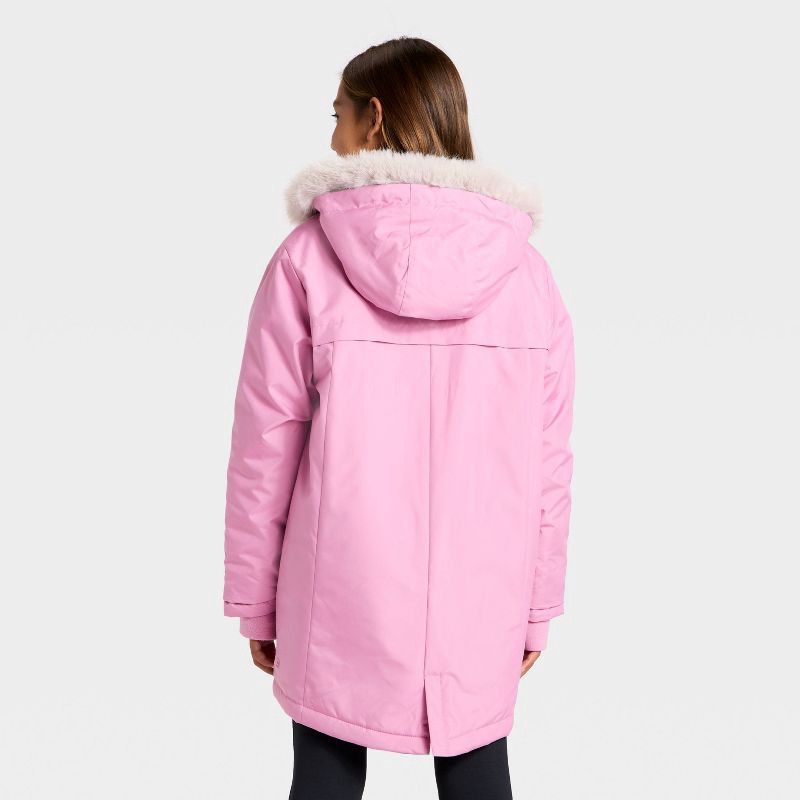 slide 2 of 3, Kids' Hooded Parka Jacket - All In Motion™ Pink M, 1 ct