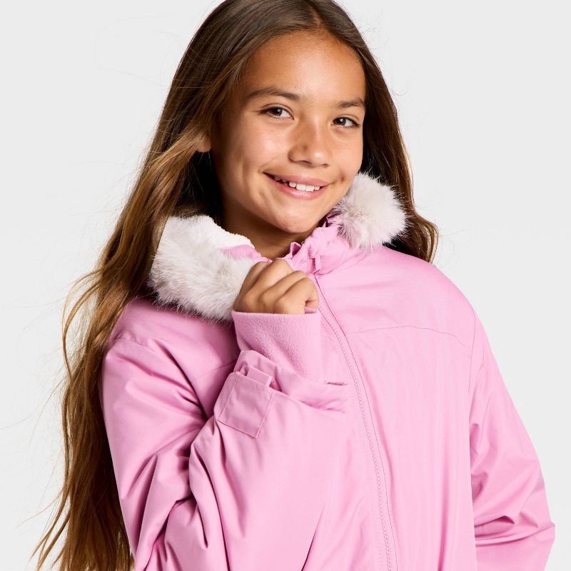 slide 3 of 3, Kids' Hooded Parka Jacket - All In Motion™ Pink M, 1 ct