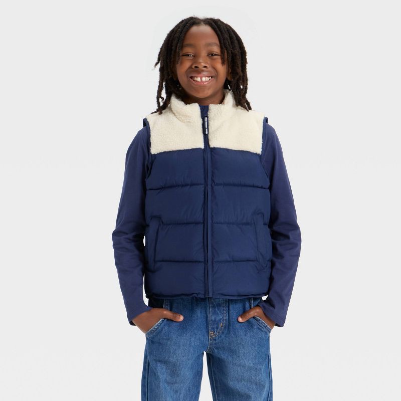 slide 1 of 3, Boys' Puffer Vests - Cat & Jack™ Navy Blue L, 1 ct