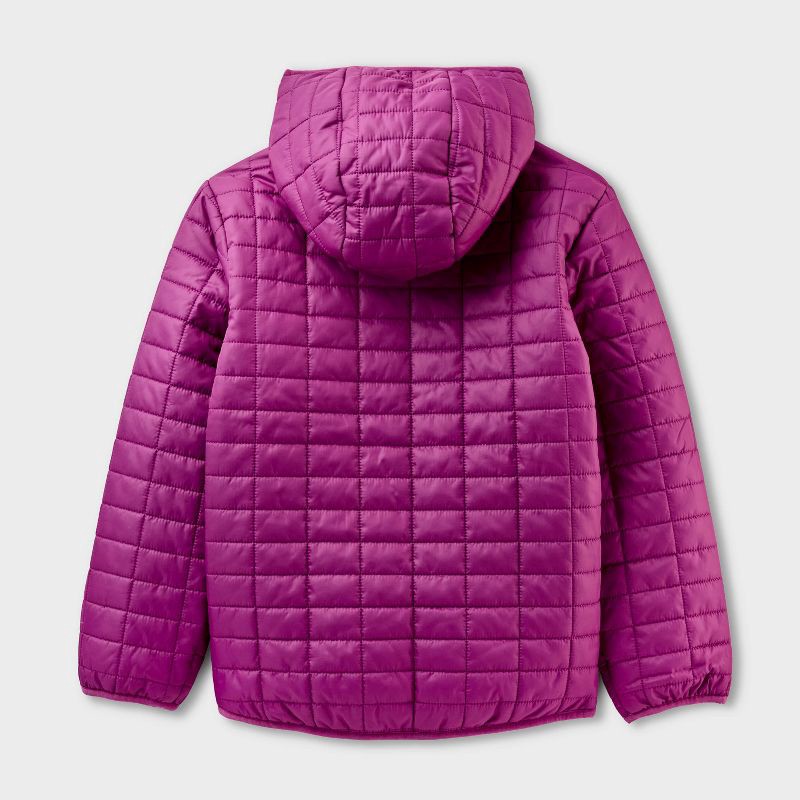 slide 2 of 3, Kids' Hooded Puffer Jacket - Cat & Jack™ Purple/Dark Pink XL, 1 ct