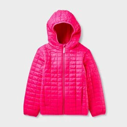 Kids' Hooded Puffer Jacket - Cat & Jack™ Pink M