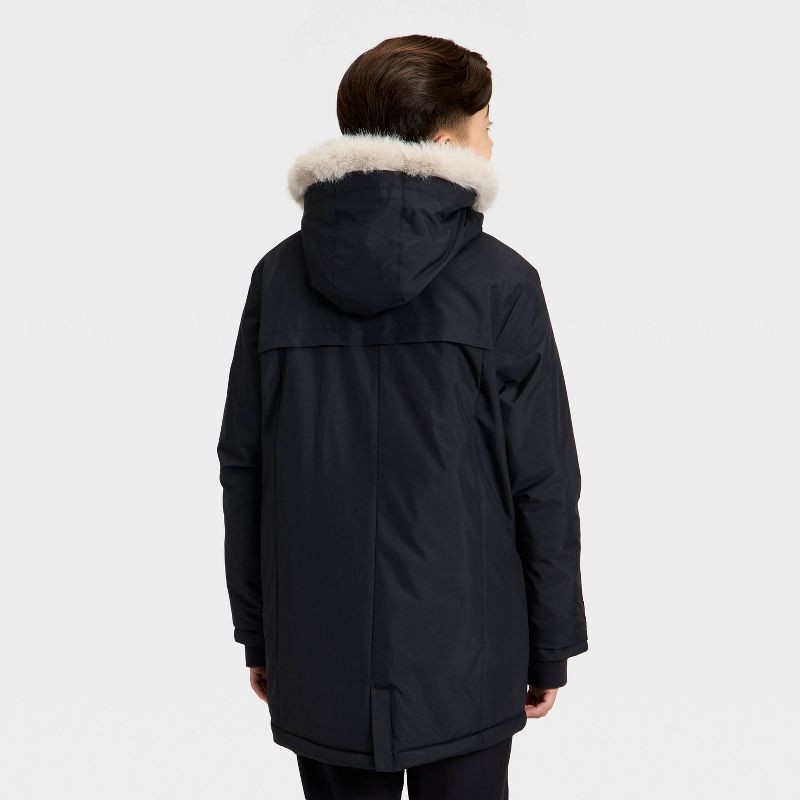 slide 3 of 3, Kids' Hooded Parka Jacket - All In Motion™ Black XS, 1 ct