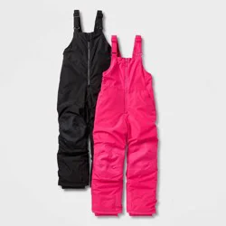 Kids' 2pk Snow Bibs - Cat & Jack™ Black/Pink M