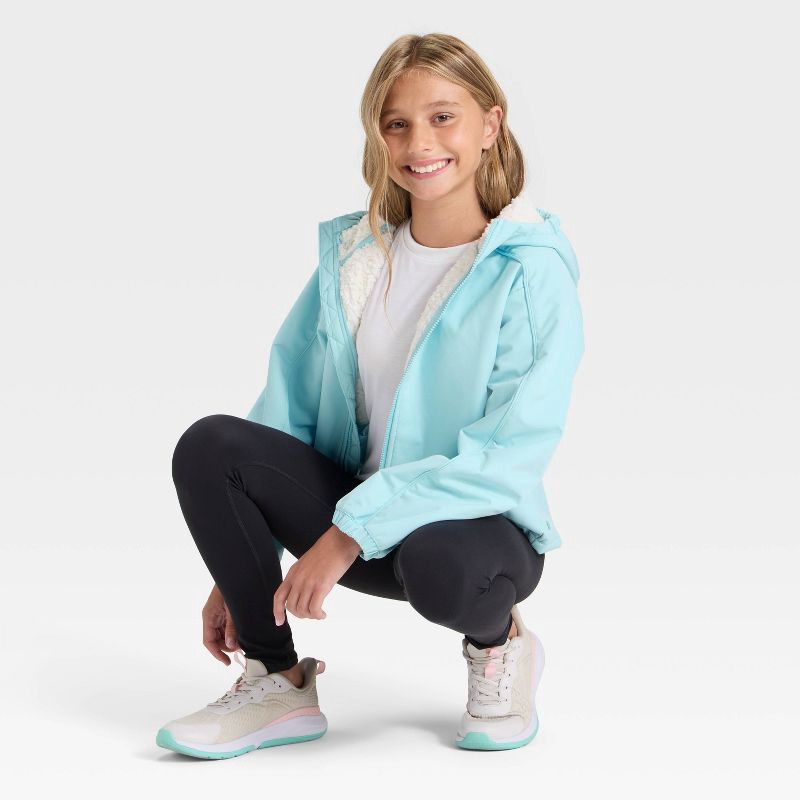 slide 3 of 3, Girls' Softshell Jacket - All In Motion™ Blue S, 1 ct