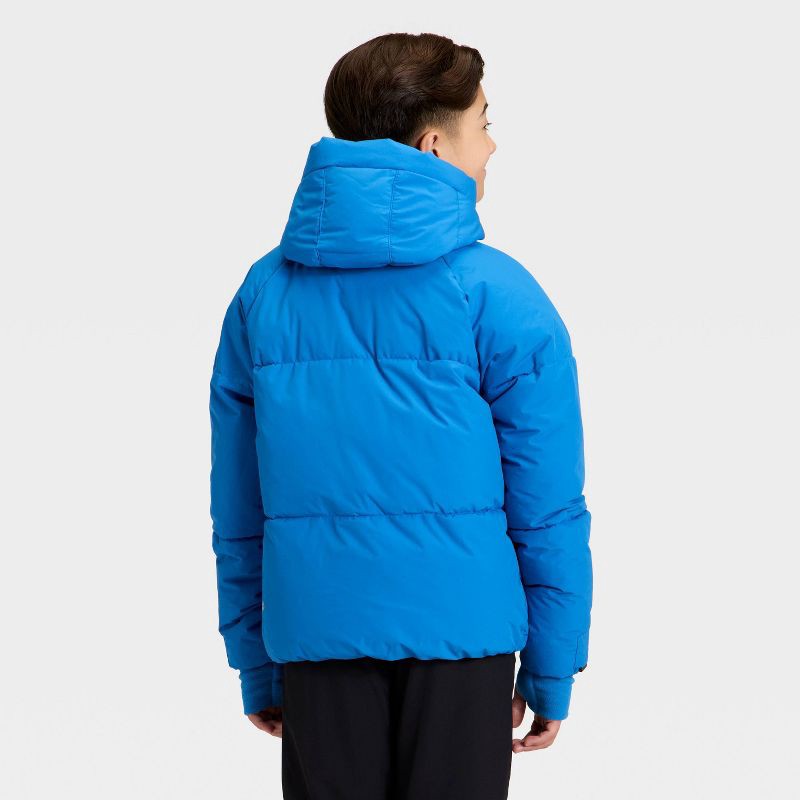 slide 2 of 3, Boys' Puffer Hooded Jacket - All In Motion™ Blue S, 1 ct