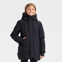 Girls' Hooded Puffer Jacket - All In Motion™ Black XS