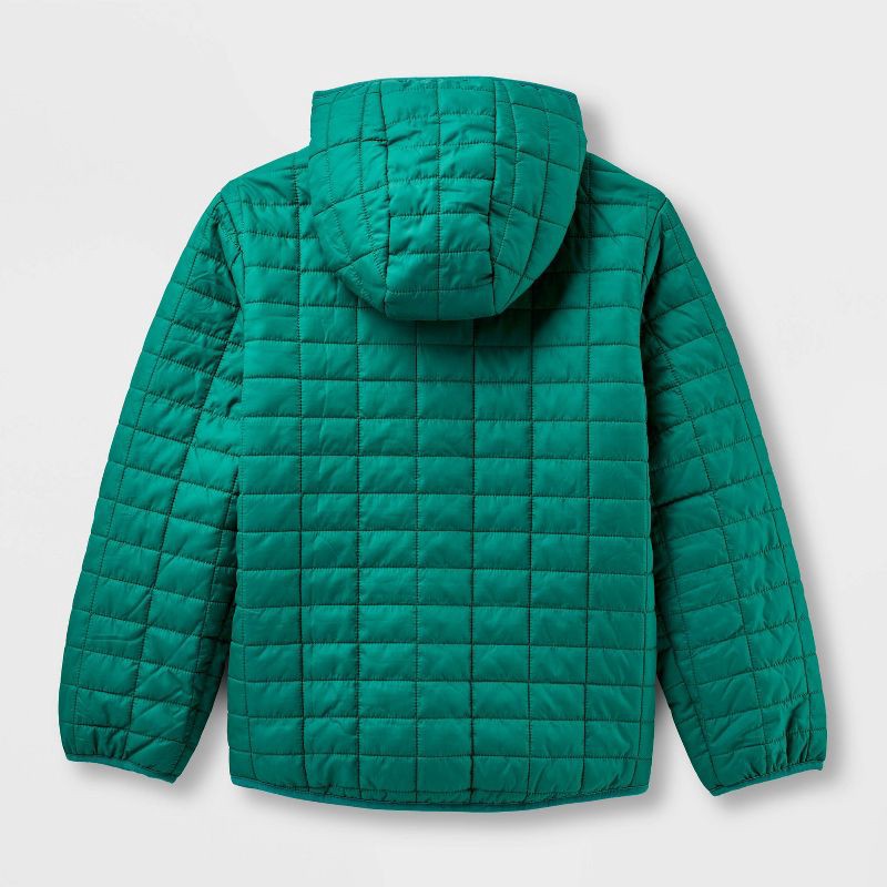 slide 2 of 3, Kids' Hooded Puffer Jacket - Cat & Jack™ Dark Green XS, 1 ct