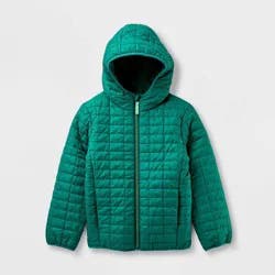 Kids' Hooded Puffer Jacket - Cat & Jack™ Dark Green S