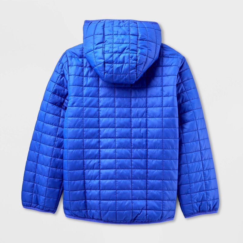 slide 2 of 3, Kids' Hooded Puffer Jacket - Cat & Jack™ Athens Blue L, 1 ct
