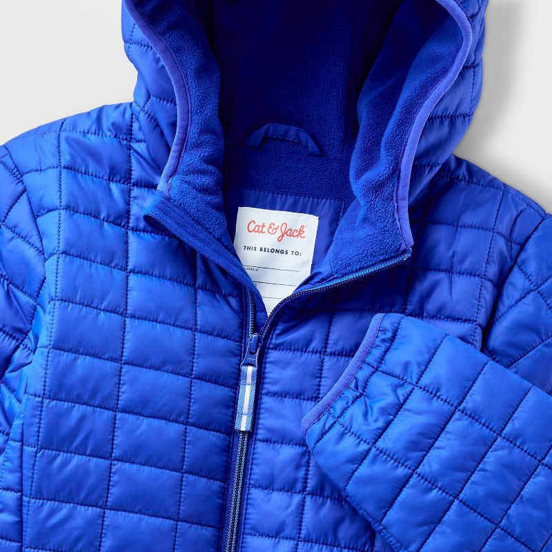 slide 3 of 3, Kids' Hooded Puffer Jacket - Cat & Jack™ Athens Blue XL, 1 ct