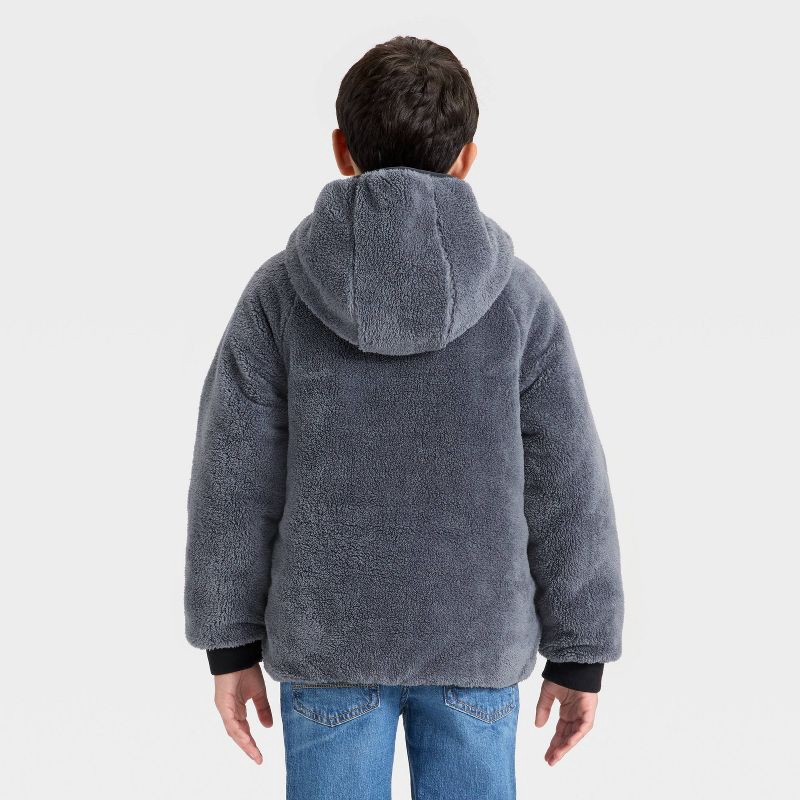 slide 2 of 4, Boys' Hooded Reversible Puffer - Cat & Jack™ Black/Gray L, 1 ct