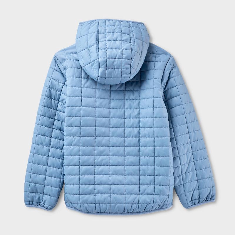 slide 3 of 3, Kids' Hooded Puffer Jacket - Cat & Jack™ Blue XL, 1 ct