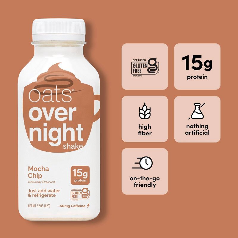 slide 4 of 10, Oats Overnight Mocha Chip Shake - 2.2oz, 2.2 oz