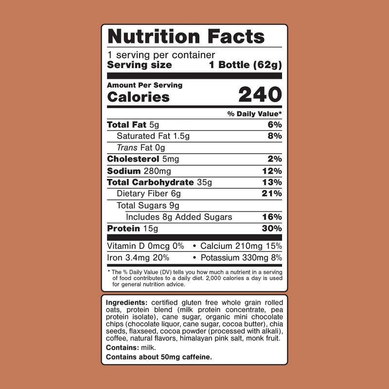 slide 6 of 10, Oats Overnight Mocha Chip Shake - 2.2oz, 2.2 oz