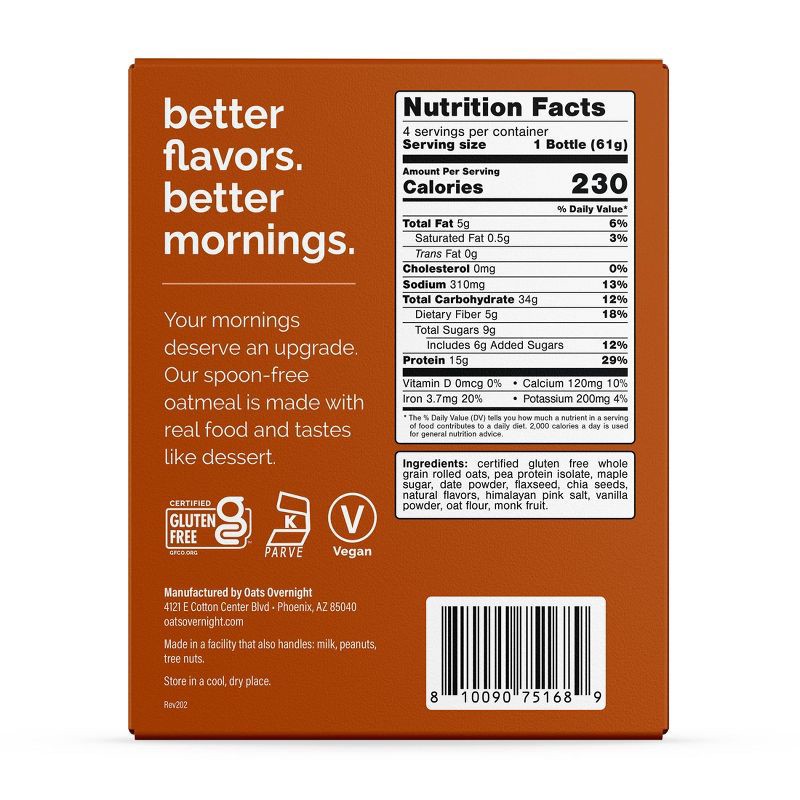 slide 4 of 7, Oats Overnight Maple Brown Sugar Breakfast Shake - 8.4oz/4pk, 4 ct; 8.4 oz