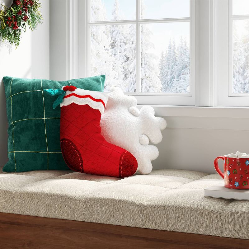 slide 2 of 4, Christmas Stocking Throw Pillow Red - Wondershop™, 1 ct
