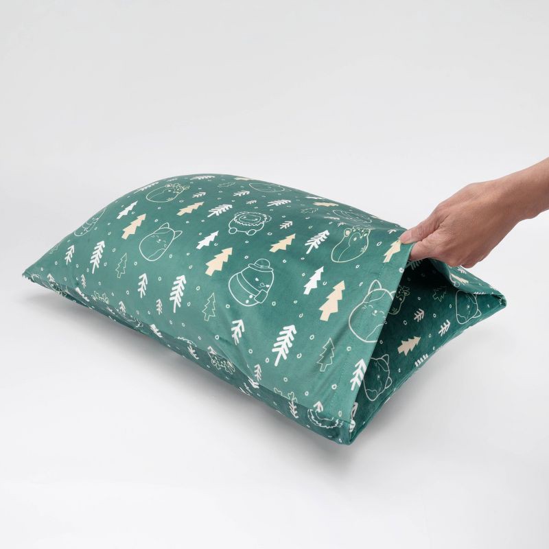 slide 8 of 11, SquishPillow Standard Pillowcase Woodland Wonderland Green, 1 ct