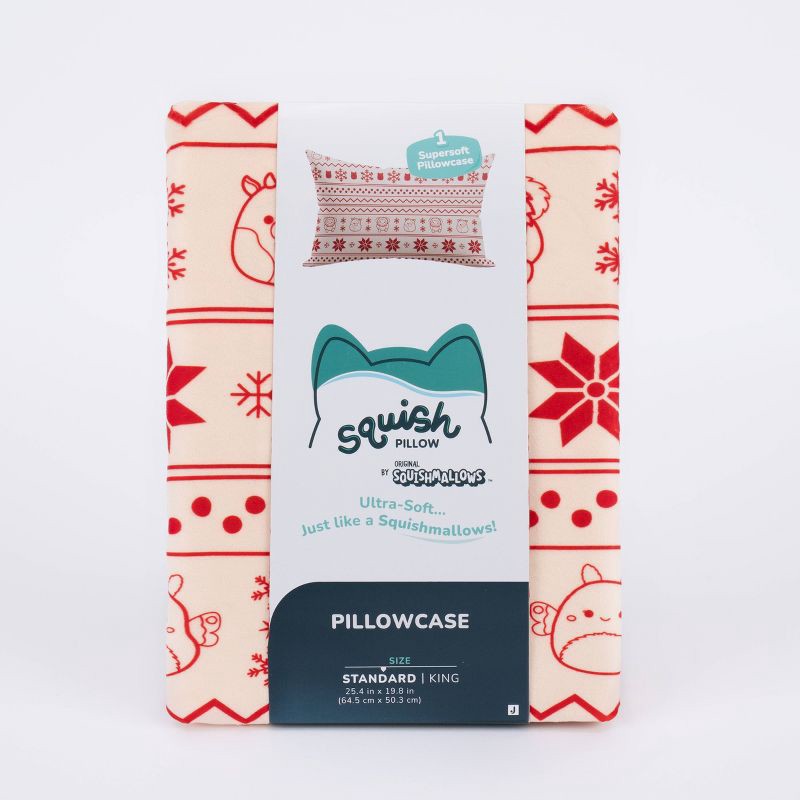 slide 2 of 10, SquishPillow Standard Pillowcase Sweater Weather Red, 1 ct