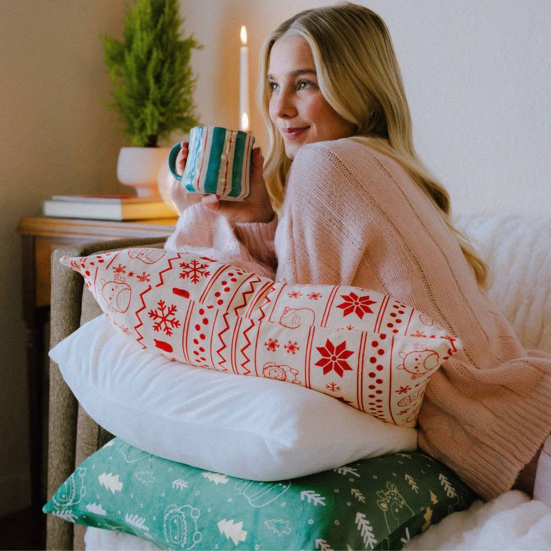 slide 5 of 10, SquishPillow Standard Pillowcase Sweater Weather Red, 1 ct