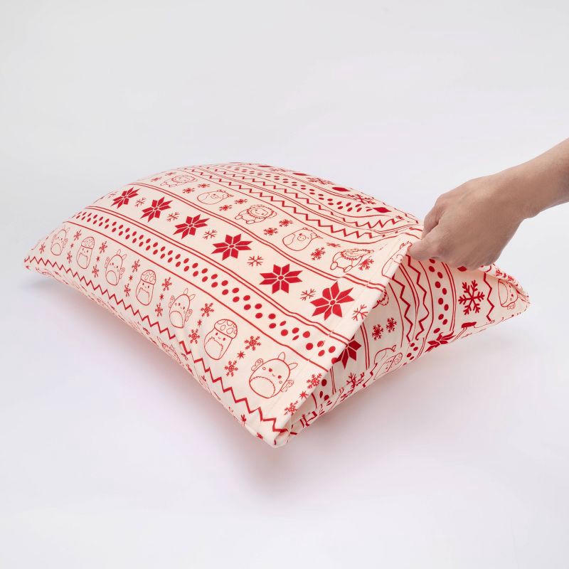 slide 7 of 10, SquishPillow Standard Pillowcase Sweater Weather Red, 1 ct